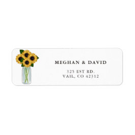Rustic Mason Jar Sunflowers Wedding Label