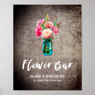 Rustic Mason Jar und Blume Bouquet Blume Bar Poster