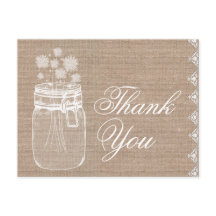 Rustic Mason Jar und Blume Vielen Dank Burlap A02