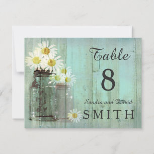 Rustic Mason Jar und Daisy Wedding Table Cards Einladung