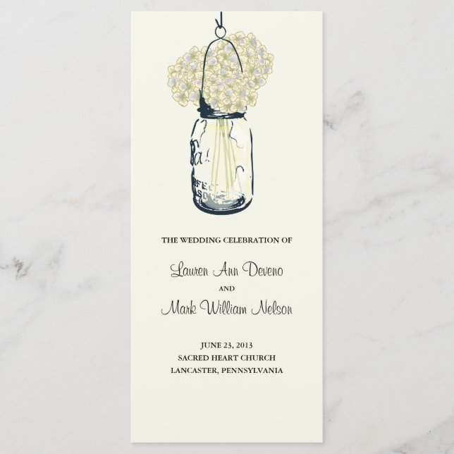 Rustic Mason Jar und Hydrangeas Programm (Vorderseite)