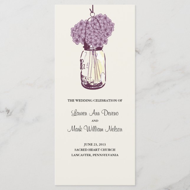 Rustic Mason Jar und Hydrangeas Programm (Vorderseite)