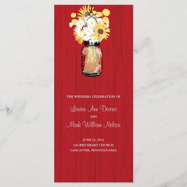 Rustic Mason Jar und Wildblumen Programm (Vorderseite)