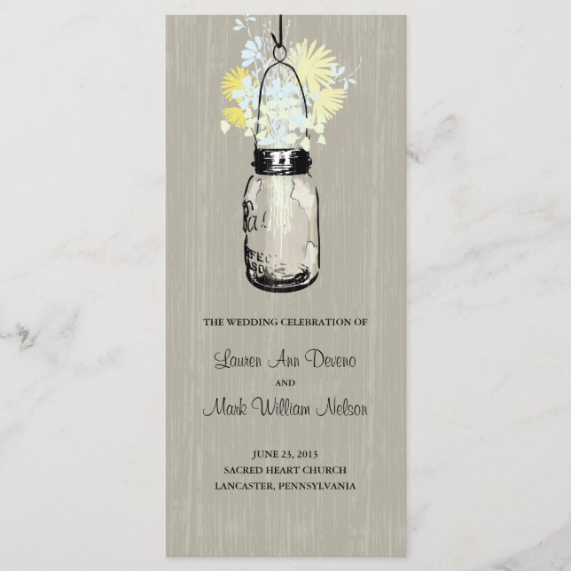 Rustic Mason Jar und Wildblumen Programm (Vorderseite)