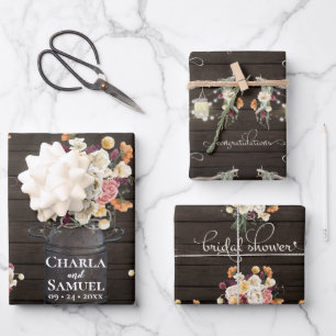 Rustic Mason Jar Watercolor Pesonalized Wedding Wr Geschenkpapier Set