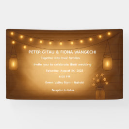 Rustic Mason Jar Wedding Banner mit String Lights