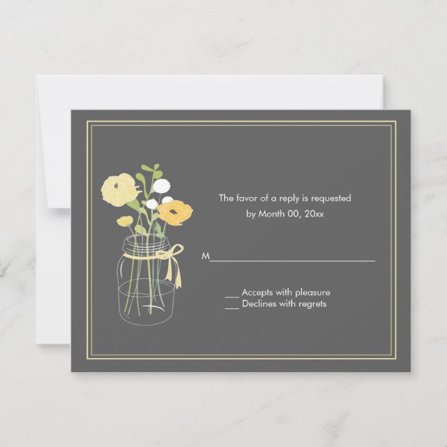 Rustic Mason Jar Wedding Cartes de Réponse RSVP (Devant)