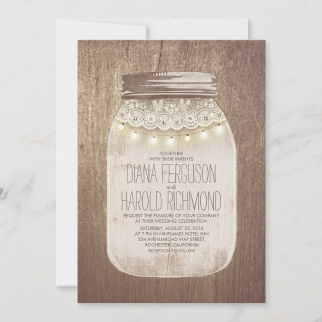 Rustic Mason Jar Wedding Einladungen (Vorderseite)