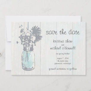 Rustic Mason Jar & Wildblumen Save the Date