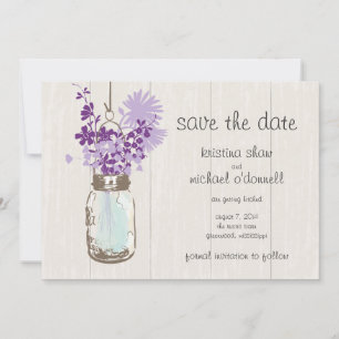 Rustic Mason Jar & Wildblumen Save the Date