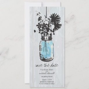 Rustic Mason Jar & Wildblumen Save the Date