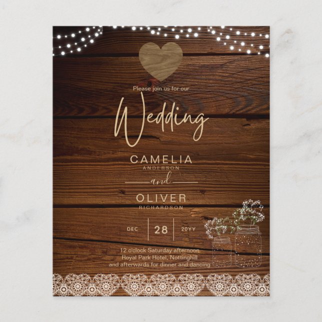 Rustic Mason Jars Lights Lace Gypsophilia WEDDING (Vorderseite)