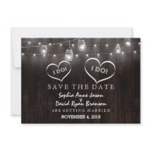 Rustic Mason Jars String Lights Barn Save the Date