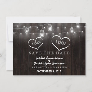 Rustic Mason Jars String Lights Barn Save the Date