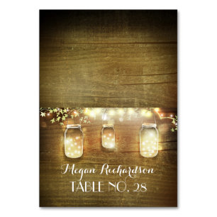 Rustic Mason Jars String Lights Wedding Escort Tischnummer