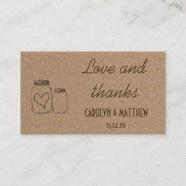 Rustic Masonjar Heart Wedding Liebe & Danke Beilag Begleitkarte