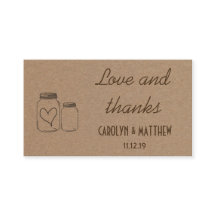 Rustic Masonjar Heart Wedding Liebe & Danke Beilag