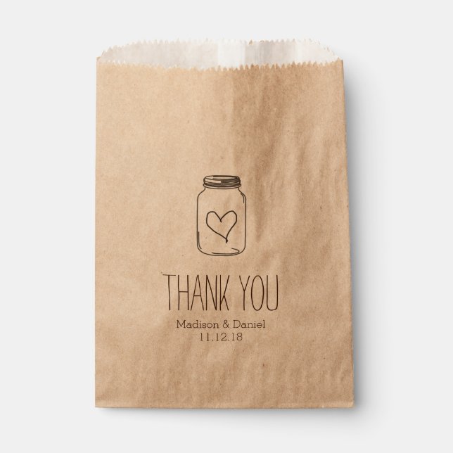 Rustic Masonjar Heart Wedding Vielen Dank Geschenktütchen (Vorderseite)