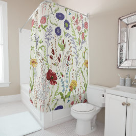 Rustic Meadow Wildflower Botanical Duschvorhang