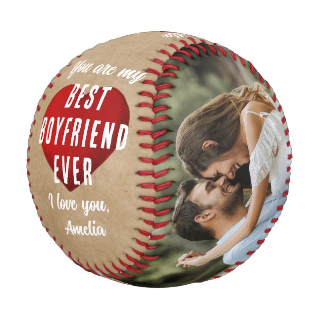 Rustic Mein bester Freund je Rotes Herz 2 Fotos Baseball (Schrägansicht)