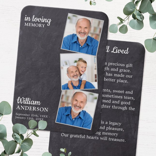 Rustic Memorial 3 Photo Carte de prière funéraire  (Créateur téléchargé)