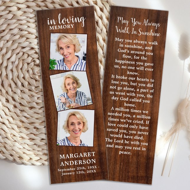 Rustic Memorial 3 Photo Funeral Signet (Créateur téléchargé)