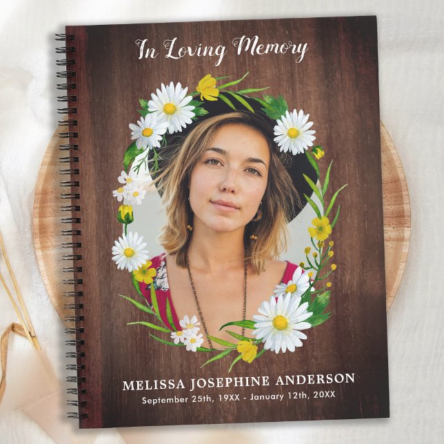 Rustic Memorial Floral Daisy Funeral Livre d'or (Créateur téléchargé)