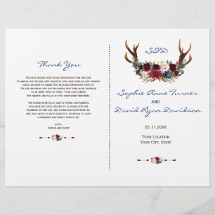 Rustic Merlot Marine Floral Antlers Programme de m