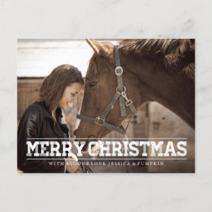 RUSTIC MERRY CHRISTMAS FOTO POSTCARD FEIERTAGSPOSTKARTE
