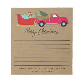 Rustic Merry Christmas Truck and Sleigh Notizblock