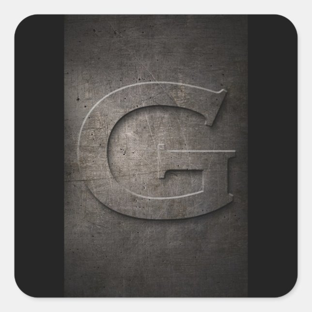 Rustic Metal G Monogram Square Sticker (Vorderseite)