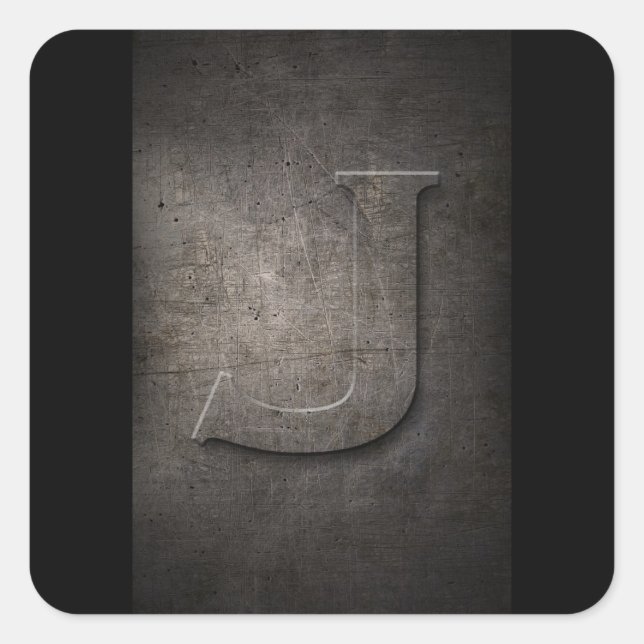 Rustic Metal J Monogram Square Sticker (Vorderseite)
