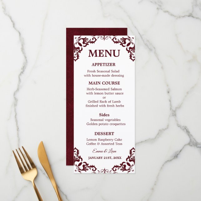 Rustic Mexican Wedding Menu Card (Devant/Arrière en situation)