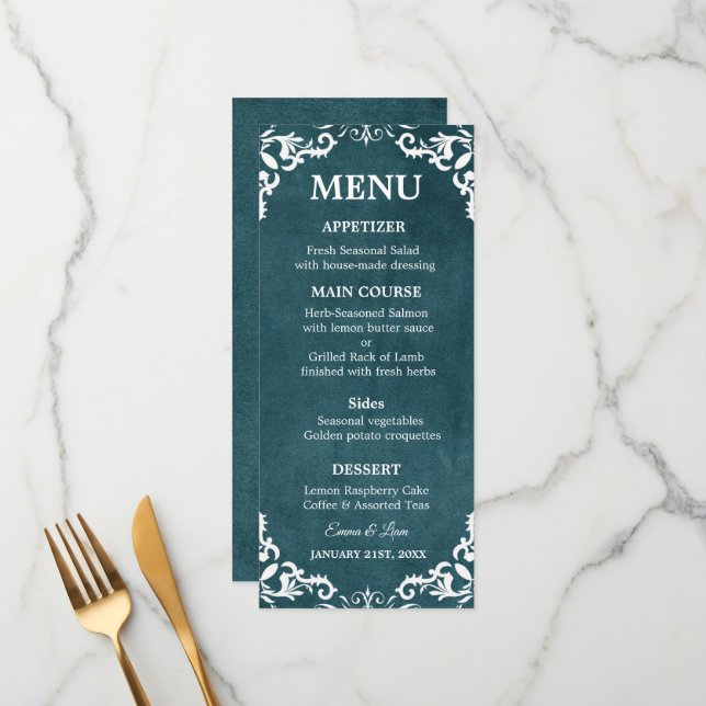 Rustic Mexican Wedding Menu Card (Devant/Arrière en situation)