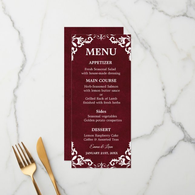 Rustic Mexican Wedding Menu Card (Devant/Arrière en situation)