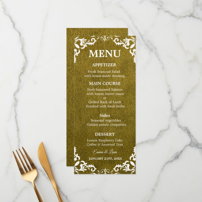 Rustic Mexican Wedding Menu Card Menükarte (Vorderseite/Rückseite Beispiel)
