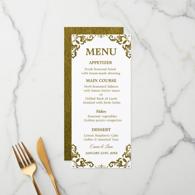 Rustic Mexican Wedding Menu Card Menükarte (Vorderseite/Rückseite Beispiel)