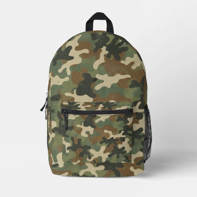 Rustic Military Camo Pattern Bedruckter Rucksack (Vorderseite)