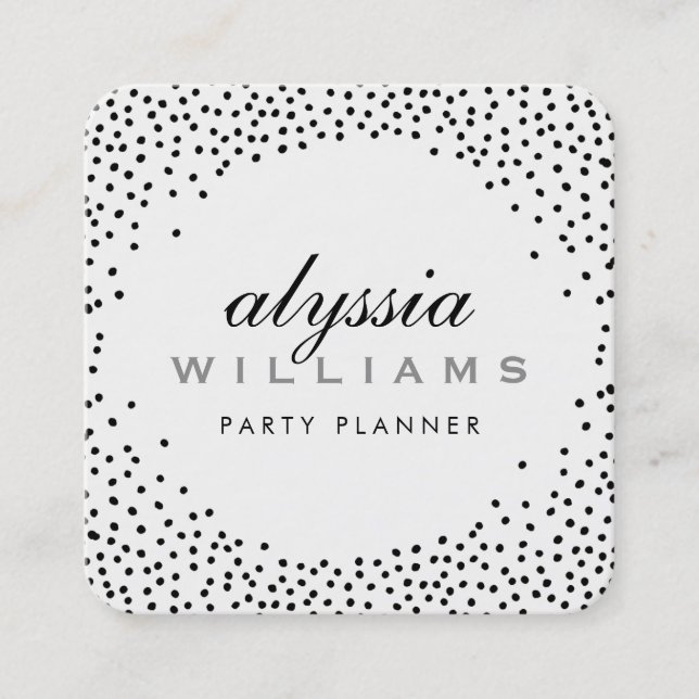 RUSTIC MINI CONFETTI niedlicher Luxus halo Schwarz Quadratische Visitenkarte (Vorderseite)