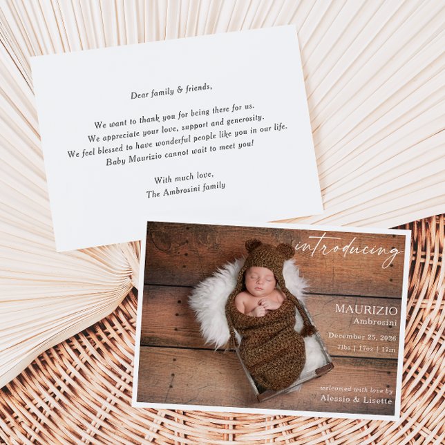 Rustic Minimalist Baby Photo Announcement Card Einladung (Von Creator hochgeladen)