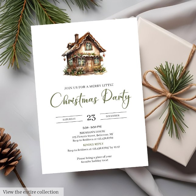 Rustic Minimalist Neutral Earthy Cozy Xmas Party  Einladung (Rustic Minimalist Neutral Earthy Cozy Xmas Party Card Invite)