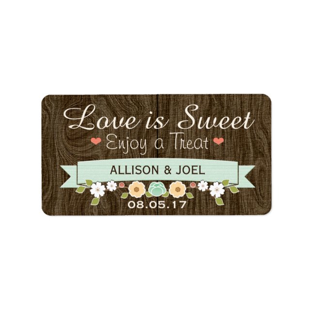 Rustic Mint Boho Love is Sweet Faveur Étiquettes (Devant)