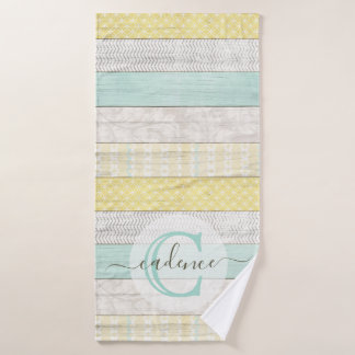 Rustic Mint & Yellow Boho Geo Modern Personalized