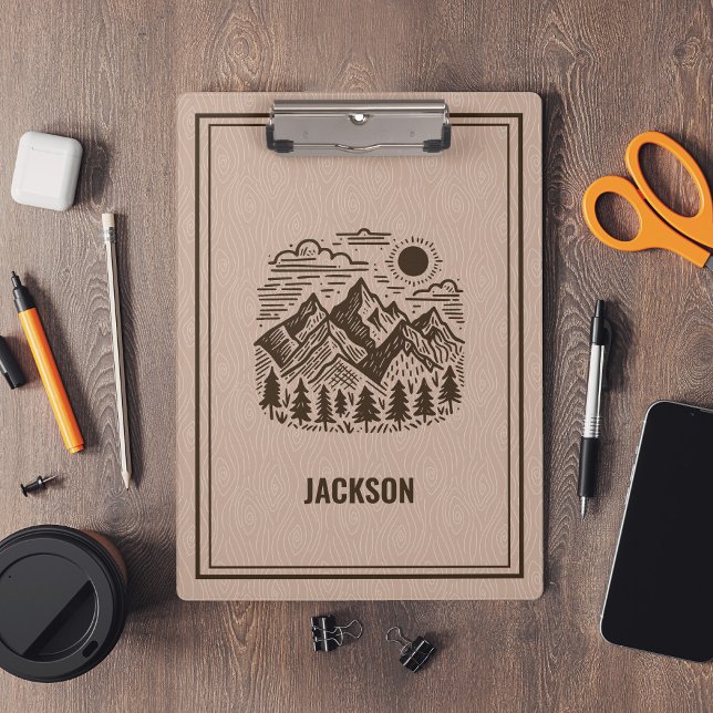 Rustic Modern Mountain Custom  Klemmbrett (Modern Rustic Mountains Custom Clipboard)