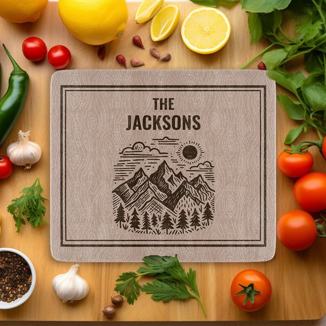 Rustic Modern Mountain Custom Schneidebrett (Modern Mountains Kitchen Cuttingboard)