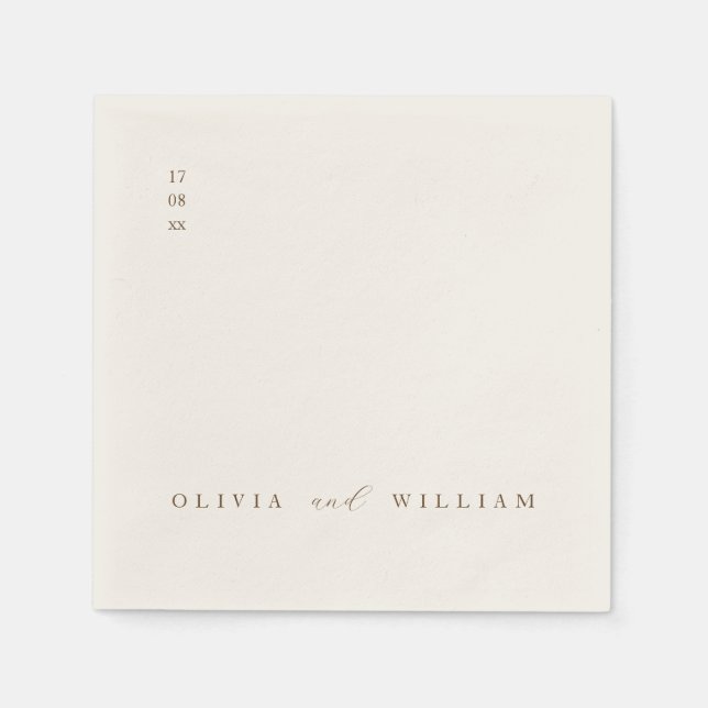 Rustic Modern Script Personalized Wedding Cocktail Serviette (Vorderseite)