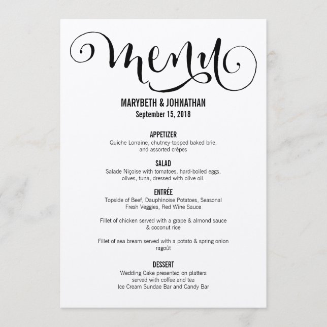 Rustic Modern We Do Script Mariage Carte Menu (Devant)