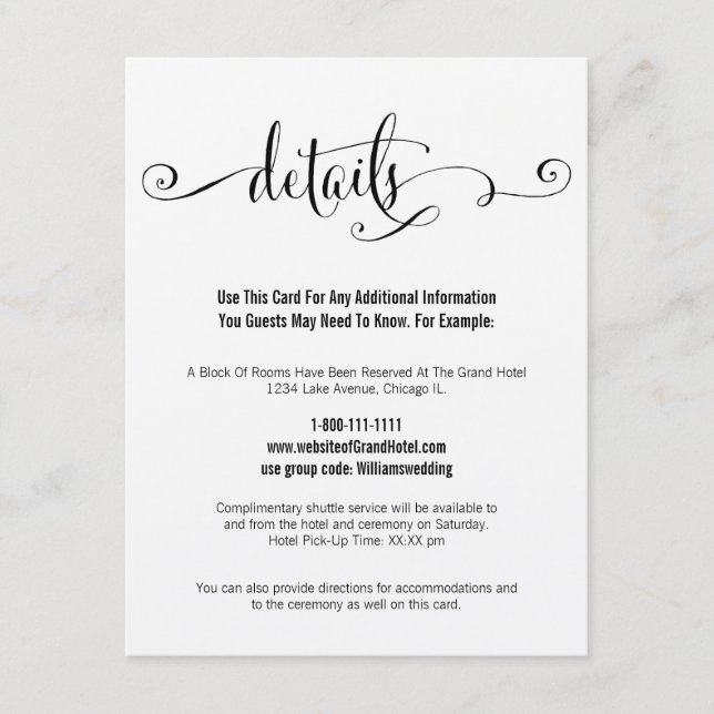 Rustic Modern We Do Script Mariage Détails Carte (Devant)