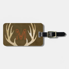 Rustic Monogram Custom Bag Tag mit Antler Gepäckanhänger