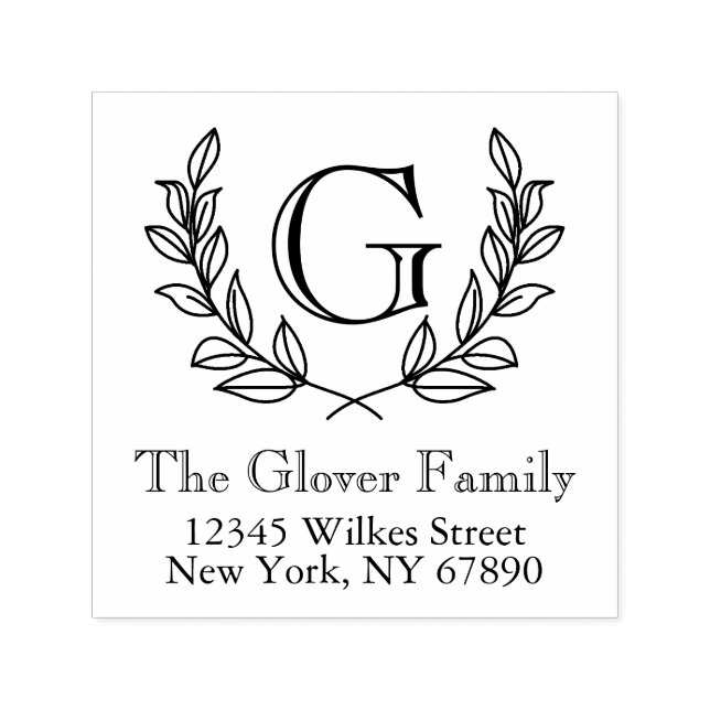 Rustic Monogram Family Address Self-Inking Briefma Permastempel (Design)